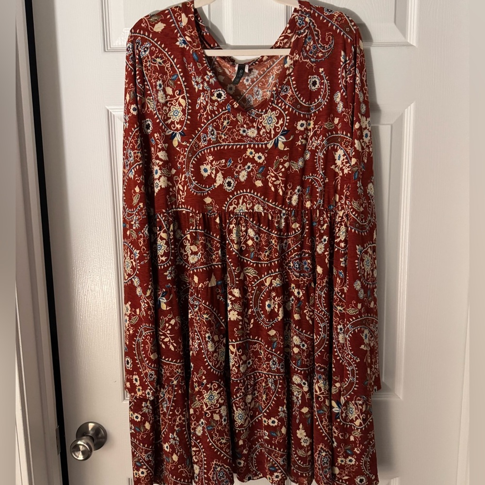 Bohemian Paisley Long Sleeve Dress